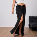 Aliexpress cross-border e-commerce women's fashion: high-end elegant midi skirt -  spring/summer new arrival - high-waisted slit skirt