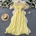 French chic ruffle trim chiffon dress -  new arrival: ethereal, slimming maxi dress