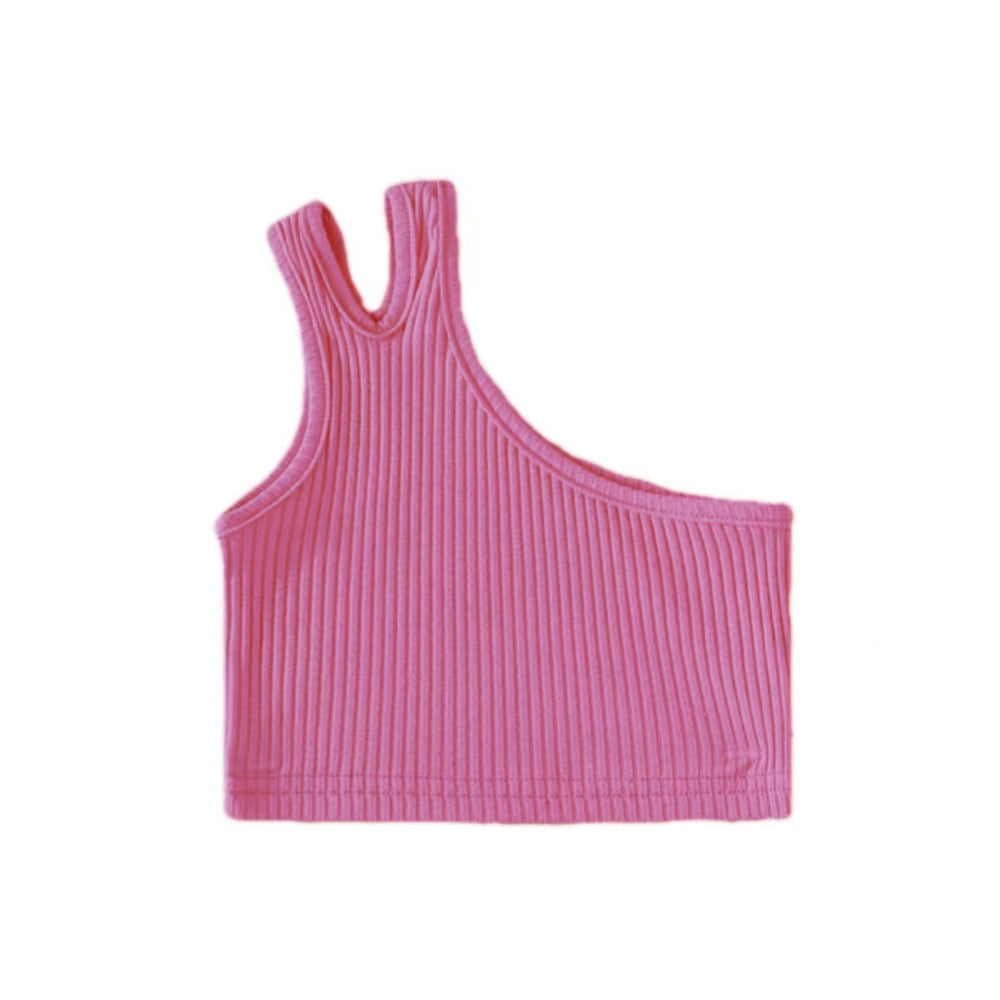 Kids' tank top - summer fashion, european & american style, casual solid color, cotton camisole for girls, trendy pink top