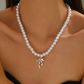 Bowknot pearl choker wholesale - european & american cross-border high-end necklace, light luxury niche pendant, clavicle chain, women's jewelry