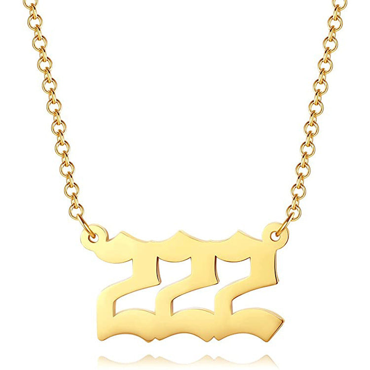 Amazon fashion custom stainless steel pendant necklace - european and american popular numbered choker