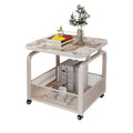 Modern minimalist mobile square rock slab coffee table - small apartment mobile cart side table coffee table square table