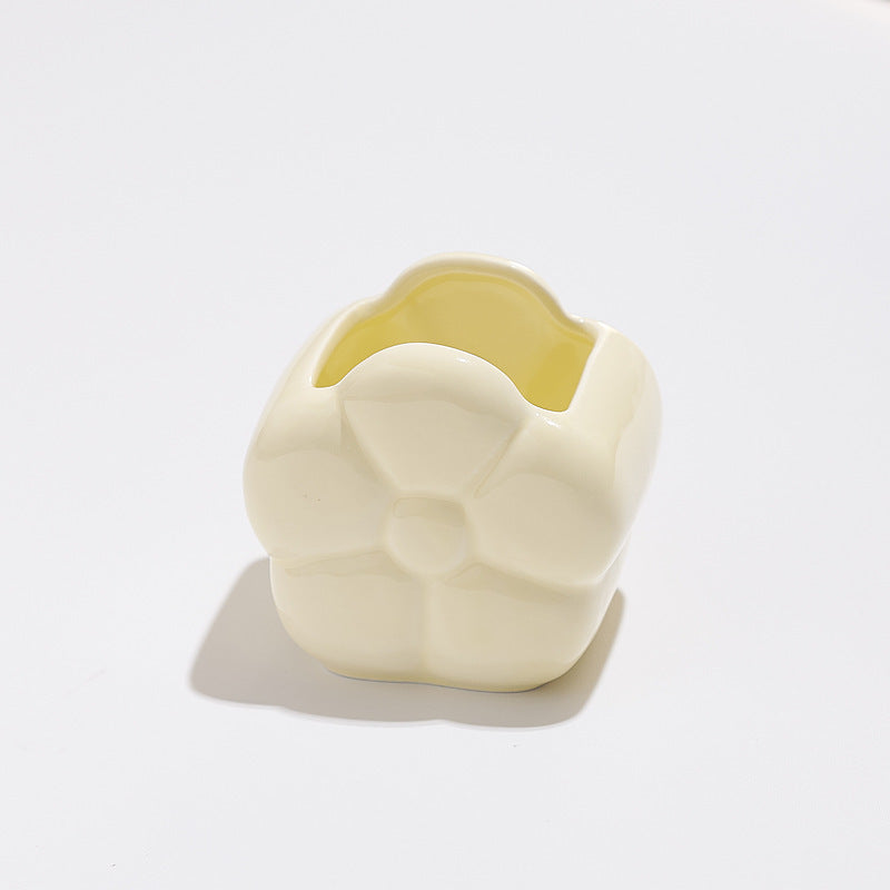 Cream style ceramic fruit fork light luxury set high appearance stainless steel fruit pick home decoration storage tube wholesale