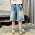 Kids' denim shorts for boys - summer  new collection - boys' loose-fit shorts (sizes for mid-to-large children) - boys' mid-length shorts