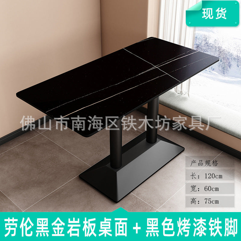 Customized commercial slate dining table simple table bar milk tea fast food restaurant canteen rectangular table apartment negotiation table and chairs