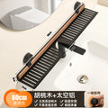 Walnut suction cup bathroom organizer - no drilling required, over-mirror faucet & vanity storage rack