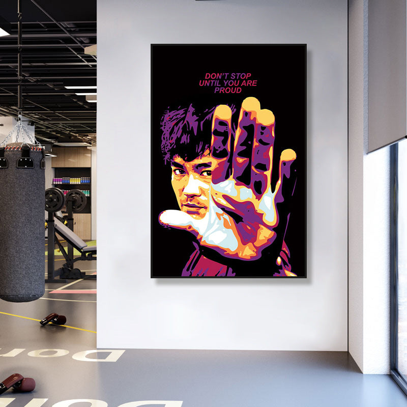 Bruce Lee poster decorative painting martial arts boxing gym taekwondo sanda inspirational gym hanging painting bedroom study mural