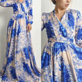African cross-border e-commerce women's chiffon vintage print fashionable slimming versatile long sleeve maxi dress
