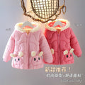 Kidsthickened high-quality cotton-padded clothes winter cartoon cotton clothes boys and girls style hooded outwear baby small cotton-padded jacket