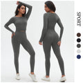 European and american seamless yoga set - high-waisted butt-lifting peach lift leggings with long-sleeve compression top - running & fitness activewear set