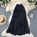 K-style high waist pleated elastic waist skirt women's summera-shaped pleated large hem work clothingelegant long skirt multi-color