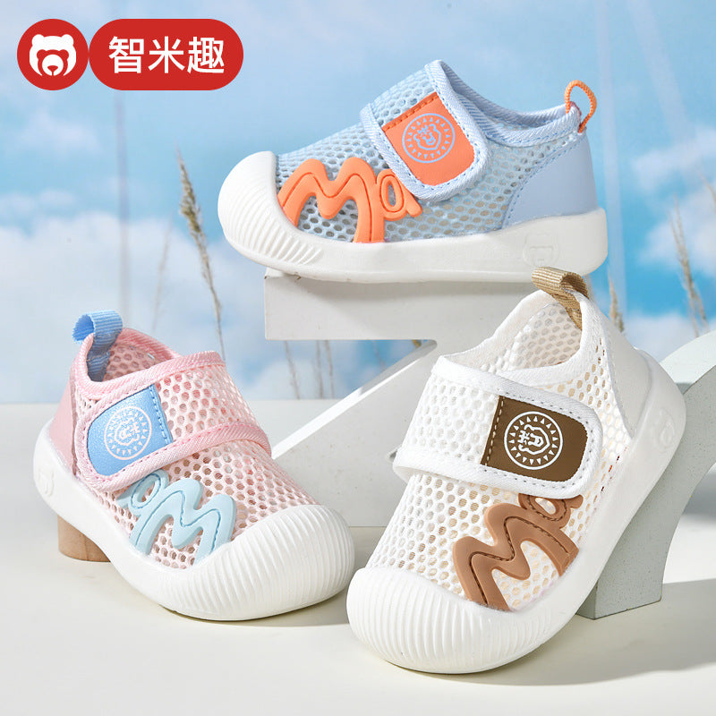 Baby sandals for boys, summer first walker shoes, 0-1-2 years old infant anti-slip soft sole mesh shoes for babies and toddlers, baby girl shoes