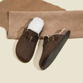 Maomao birkenstock shoes women's 2025 new arrivalfall and winter slip-on fleece-linedheattech birkenstock shoes lazy toe half mop cotton shoes