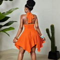 elegant jacquard knit high-stretch halter dress summer party backless dress