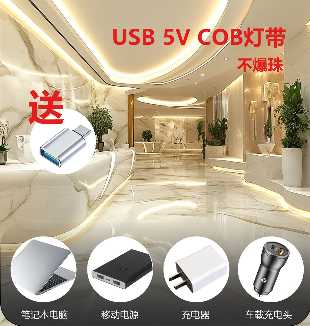 5Vusbcob light strip, carpet light wardrobe bed line light, hand sweep induction strip switch decorative lighting strip