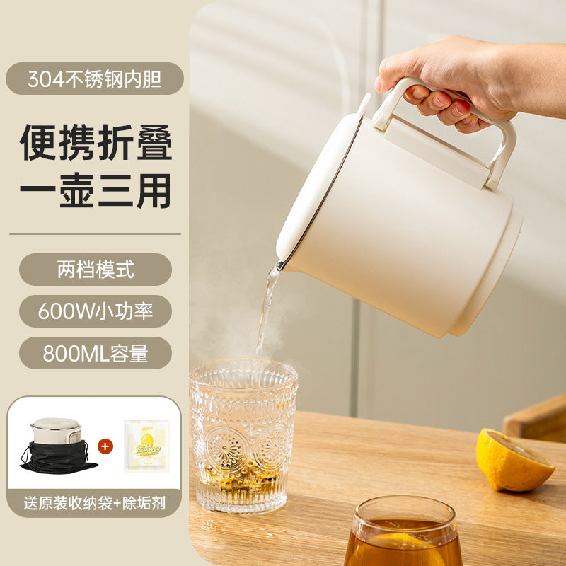 Foldable electric kettle - portable stainless steel travel kettle for outdoor use, dorms, and cross-border e-commerce. new mini size