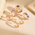 European and american cross-border fashion geometric diamond-studded irregular ring set, metallic smooth finish finger rings, ring accessories for women