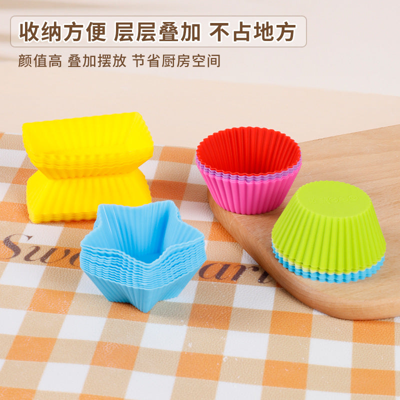 silicone muffin cups baking diy tools - round & heart-shaped cake cup molds - high-temperature resistant silicone cake cups