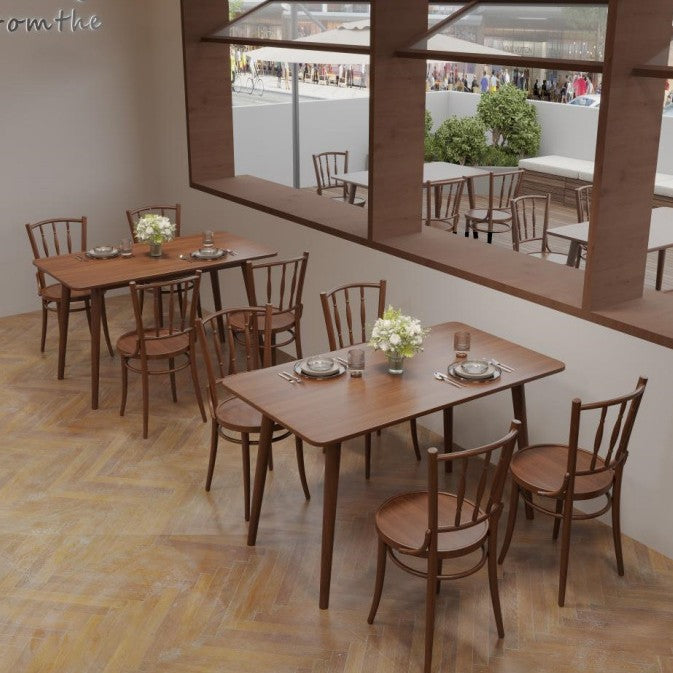 Custom Cafe Western Table and Chair Vintage Dessert Bakery Bar Japanese Noodle House Restaurant Rattan Solid Wood Table and Chair