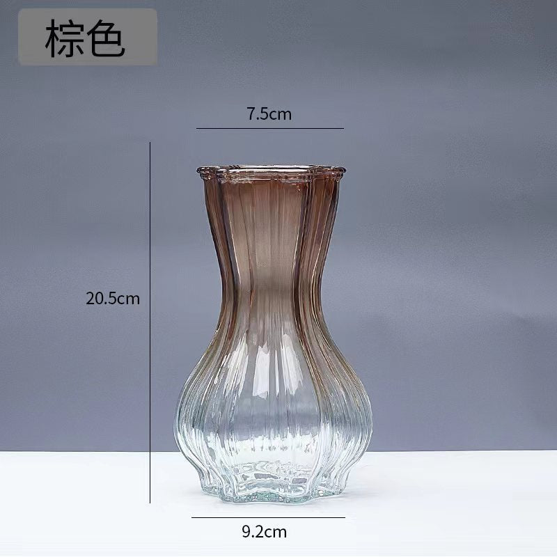 饰创意多彩蒜头束腰田园风格玻璃瓶摆件欧式居家玻璃花瓶装