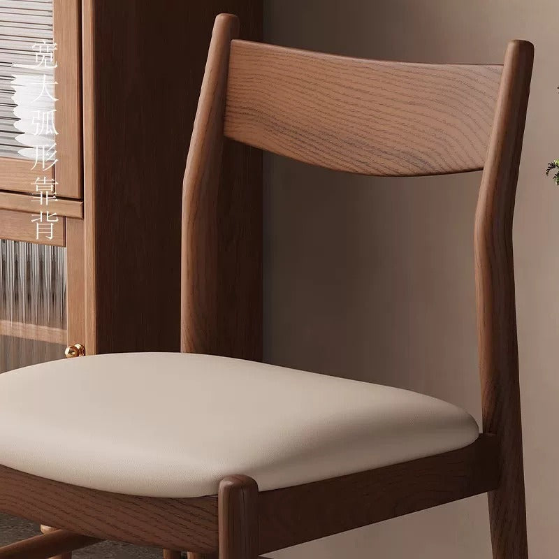 Scandinavian solid wood dining chair for home ash walnut color dining table and chairs wabi-sabi style restaurant casual back chair