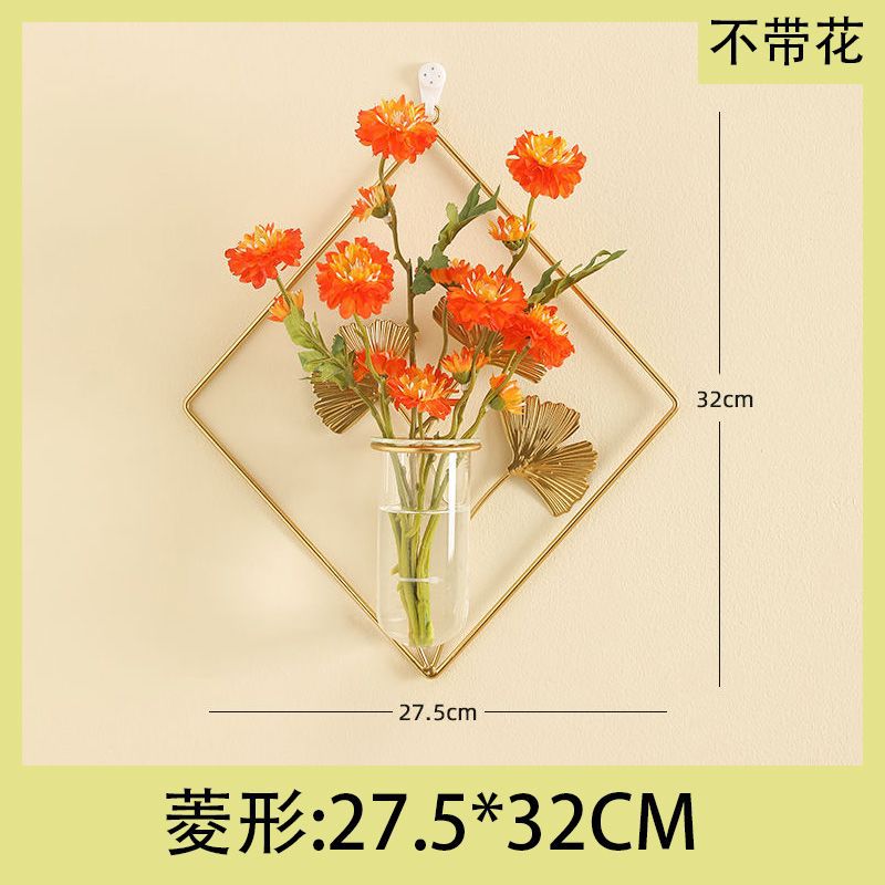 Vase green plant hydroponic flower stand wall hanging no punch florals flower arrangement container scandinavian iron art decoration creative wall hanging