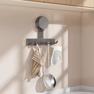 Suction cup punch-free hook bathroom strong load-bearing bathroom wall-mounted towel sticky hook kitchen row storage rack