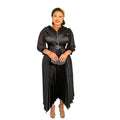 export fashion pleated skirt elegant commute  african women's plus size curvy dress with belt