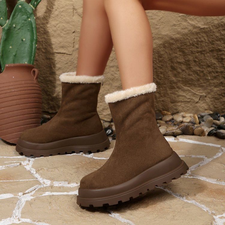 Women's winter new arrival: thick-soled lambswool snow boots - fleece-lined, extra thick, warm, height-increasing ankle boots, plus size plush cotton boots