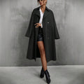 Korean version elegantloose hepburn style lapel long windbreaker outwear women's  fall and winternew arrival cross-border fashion style