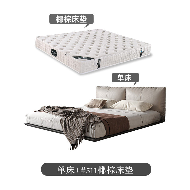 Genuine leather suspended bed accessible luxury modern double bed master bedroom classyelegant 1.8m wabi-sabi style upholstered leather bed personalized