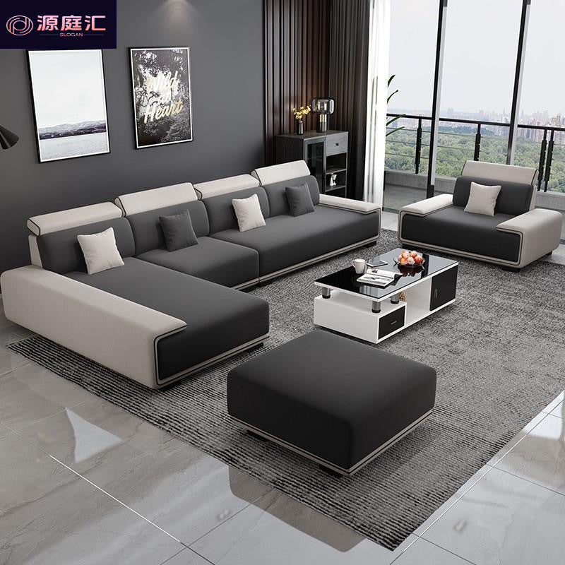 Nordic tech fabric sofa - modern living room set with latex chaise lounge - minimalist luxury for small spaces