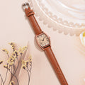 Wine barrel mirror minimalist alloy influencer live stream women's watch waterproof quartz casual square leather strap watch