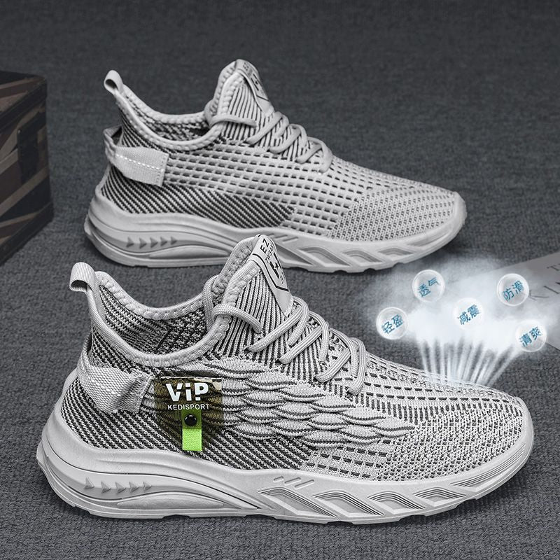New casual men's shoes: trendy, breathable, winter flyknit sneakers - lightweight, versatile, work shoes, mesh shoes, men's athletic shoes