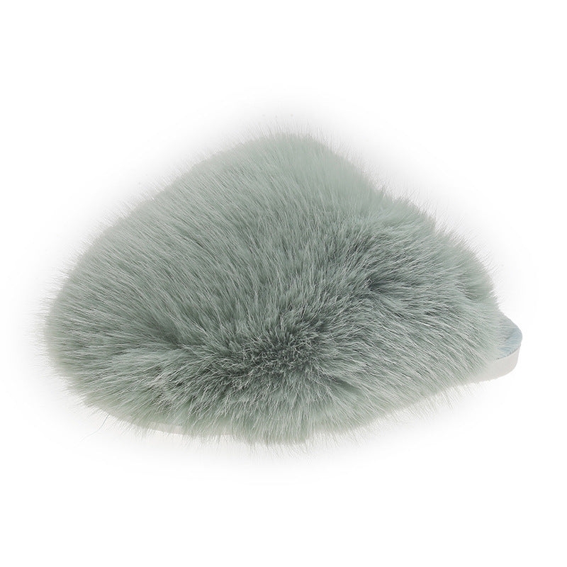 plus sizepure color fluffy large fur slippers soft bottom winter toe-cap home heattech multi-color cotton slippers