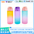 Gradient color straw cup portable bounce lid leak-proof and drop-resistant plastic cup large capacity outdoor fitness sports cup