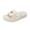 Summer fairy style outdoor slippers - comfortable, versatile, rhinestone clover design, soft sole, fashionable, minimalist, women's platform slippers