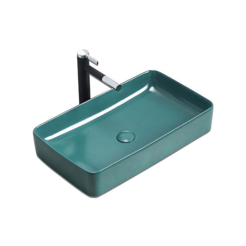 陶瓷墨绿色台上陶瓷盆北欧风格酒店一体盆支持颜色跨境专供