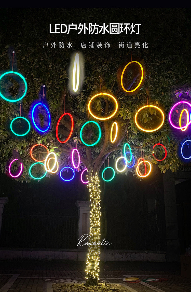 LED luminous circle hanging tree light outdoor waterproof festival Spring Festival tree lighting decorative modeling wishing ring light