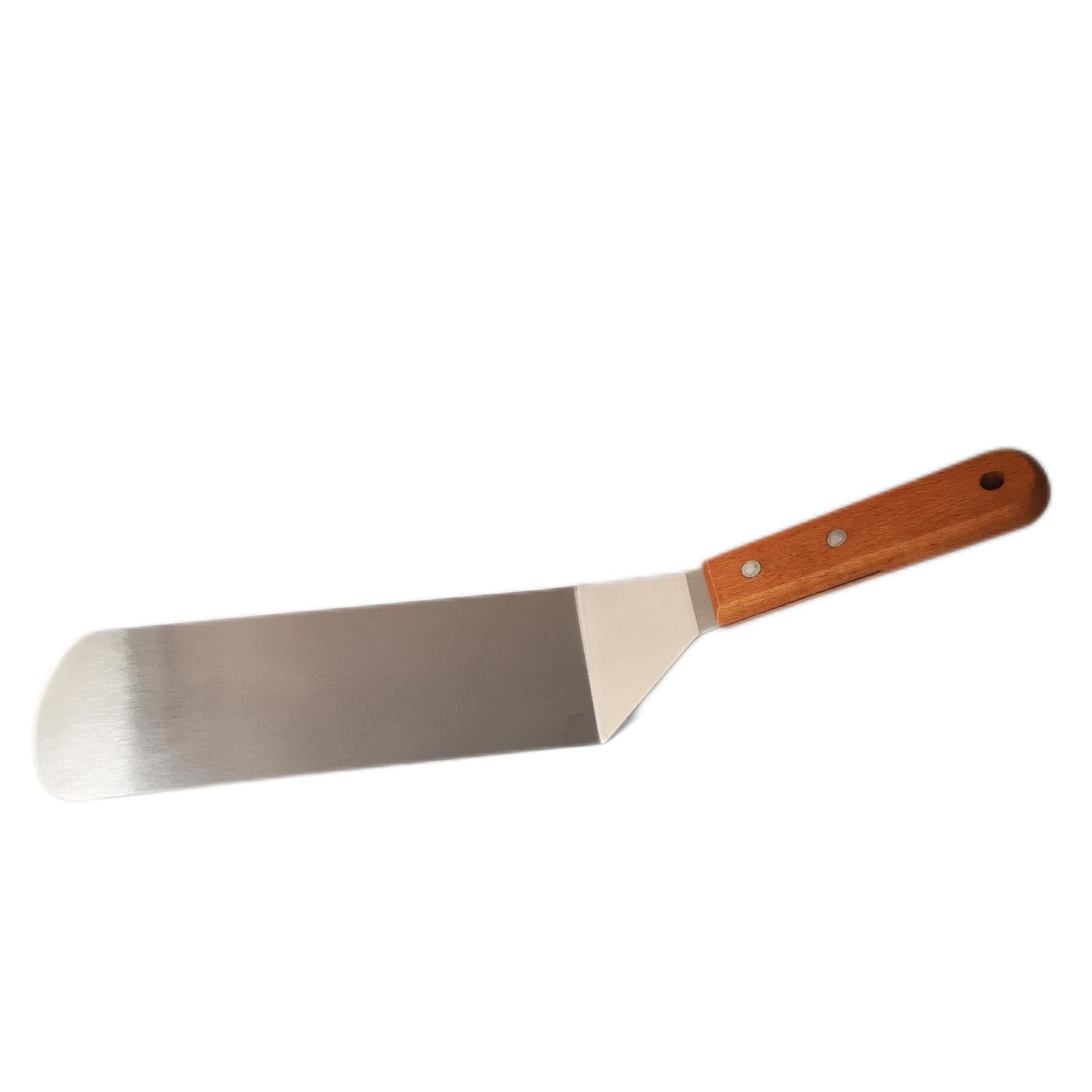Cross-border stainless steel wooden handle frying shovel combination oblique cooking shovel iron plate steak cooking shovel pancake BBQ tool