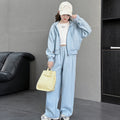 Girls' spring/autumn casual two-piece set:  new fashion wide-leg pants solid color activewear set - stylish and trendy
