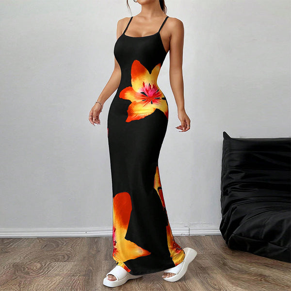 women's clothing 2025 summer new sexy European and American style suspender dress tight hip wrap step skirt
