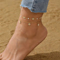 European and american cross-border new jewelry fashion daisy beach anklet handmade bohemian daisy pearl anklet for women