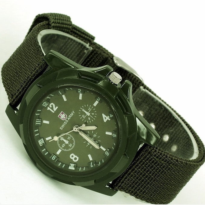 fashion nylon strap men's watch, canvas strap military watch, trendy luminous hand sports watch, unisex watch