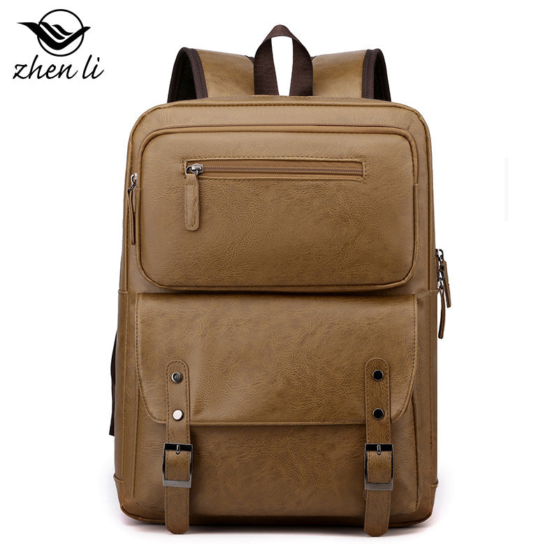 Cross-border backpack Men's casual backpack Business travel laptop bag PU large-capacity travel backpack