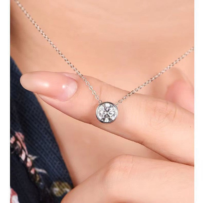 S925 silver clavicle chain pure pendant with chain european and american live broadcast hot-selling moissanite necklace accessible luxury high-end