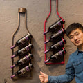 American industrial style iron hanging wine rack - bar, home, living room, bar counter, wall-mounted wine rack, wine storage