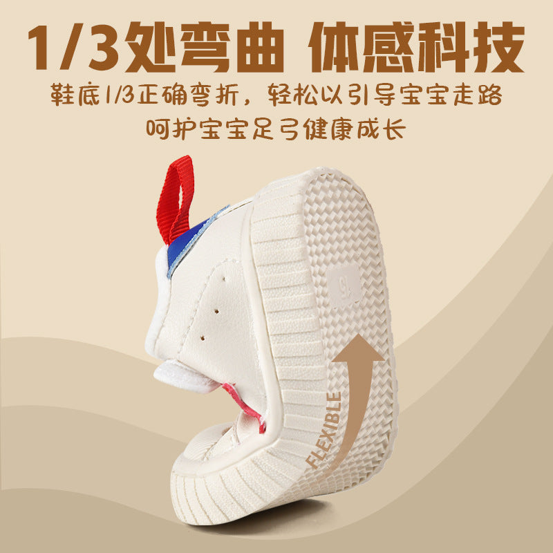 Toddler shoes for baby boys 0-1-3 years old, autumn/winter infant shoes for baby girls, soft sole children's shoes, fleece-lined and thickened cotton shoes