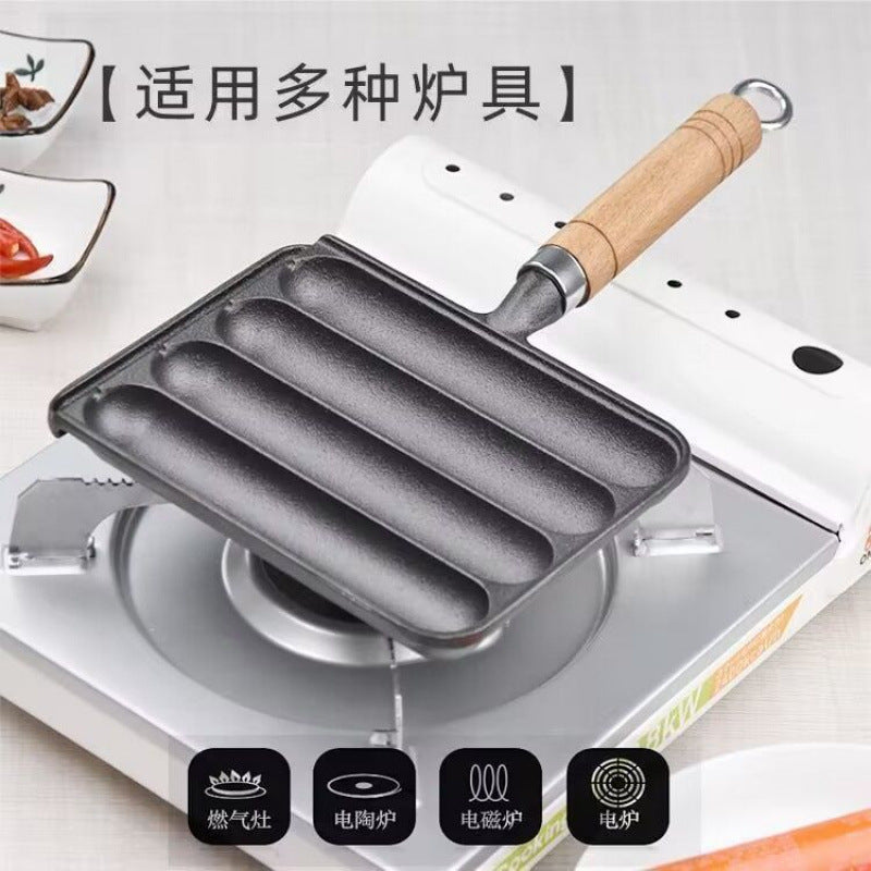 Cast iron household sausage pan sausage mold baking pan grilled fish tofu grilled octopus balls sausage machine household small