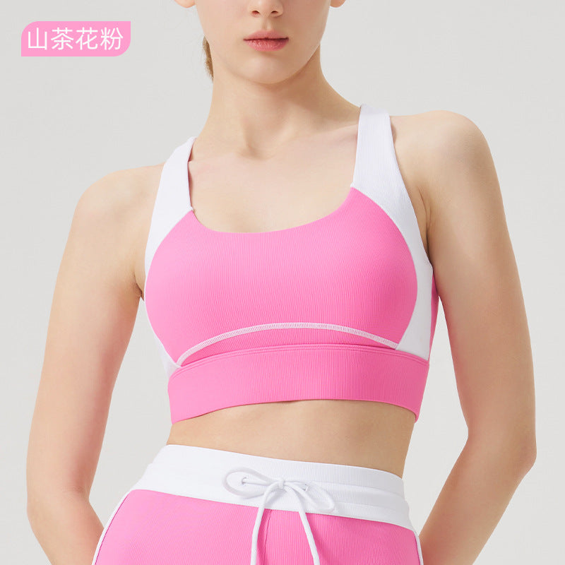 Spring/summer high-waisted activewear set for women - color block, open back, body-hugging, barely-there feel yoga set with running shorts - gym & yoga apparel